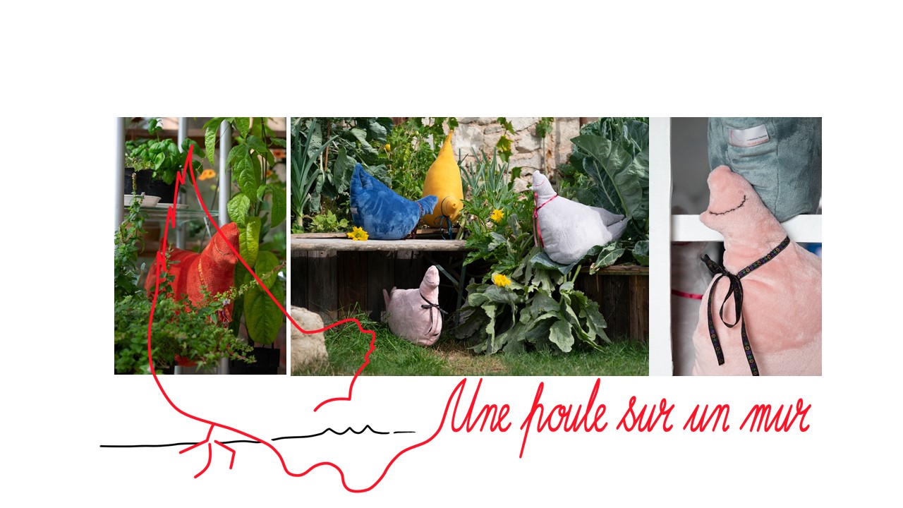 Une Poule sur un mur – Création textile pour enfant et décoration