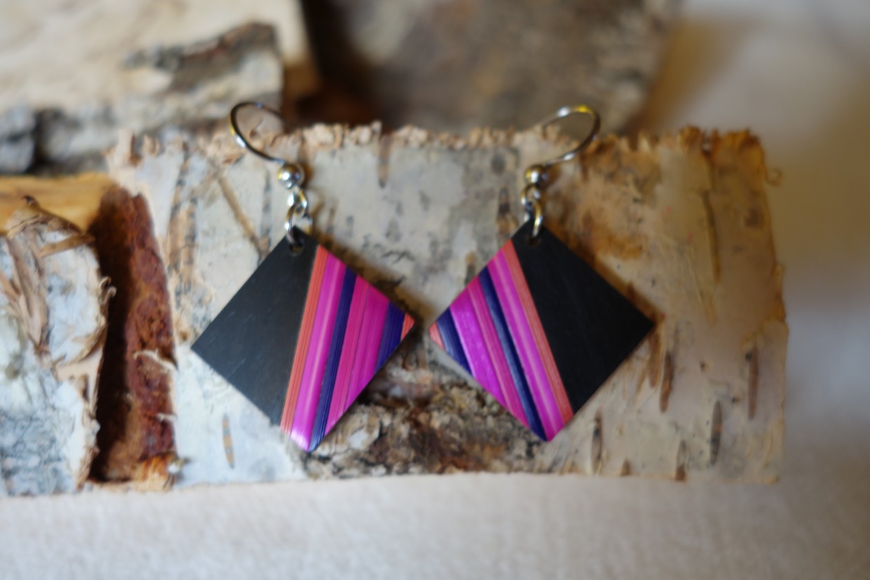 Padouk – Bijoux en marqueterie en paille de seigle